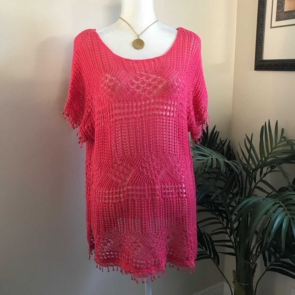 2/$15 United States Sweater Crochet Short Sleeve  Top